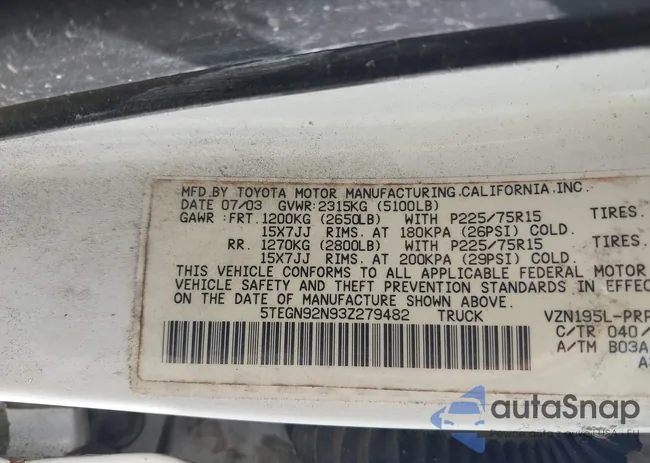 5TEGN92N93Z279482: 43005107