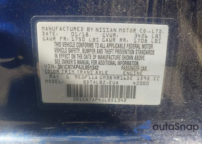 3N1CN7AP4JL851342: 43005110