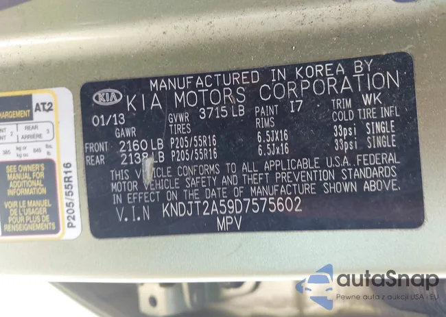 KNDJT2A59D7575602: 43005121