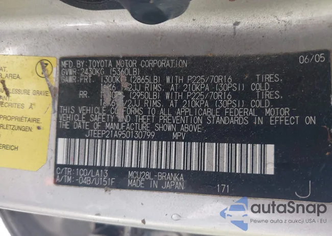 JTEEP21A950130799: 43005127