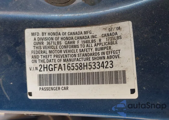 2HGFA16558H533423: 43005162