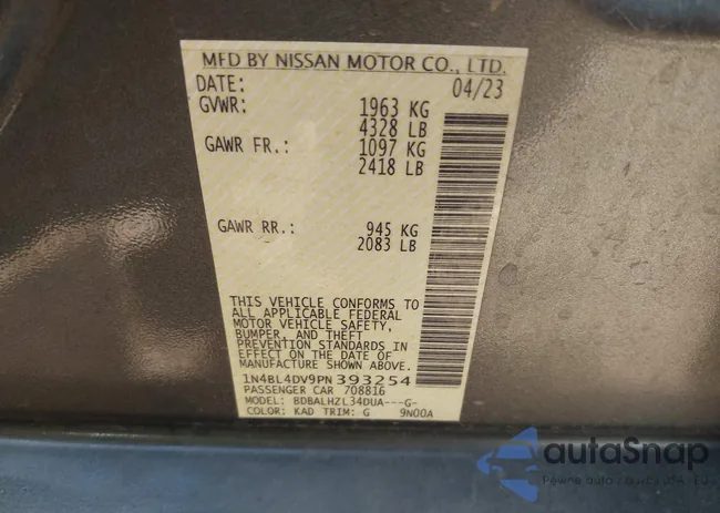 1N4BL4DV9PN393254: 43005274