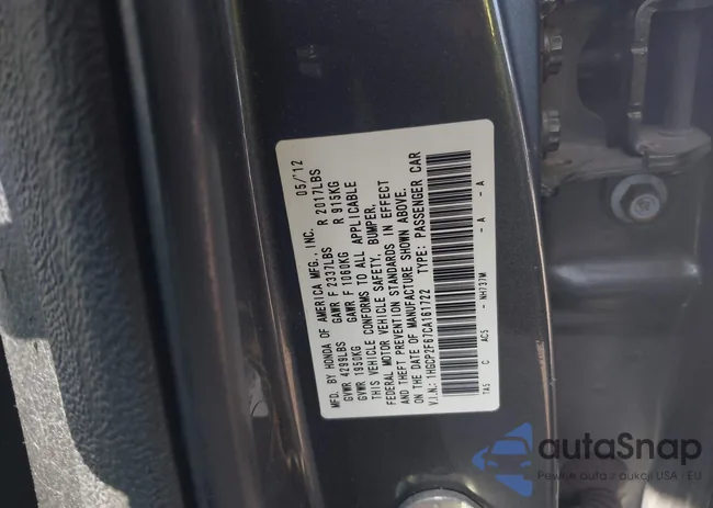 1HGCP2F67CA161722: 43006293