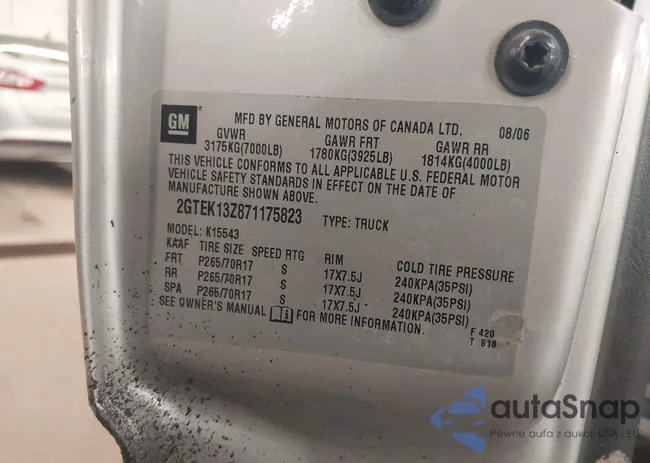 2GTEK13Z871175823: 43006302