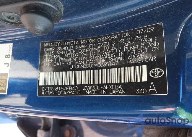 JTDKN3DU2A0035147: 43006314