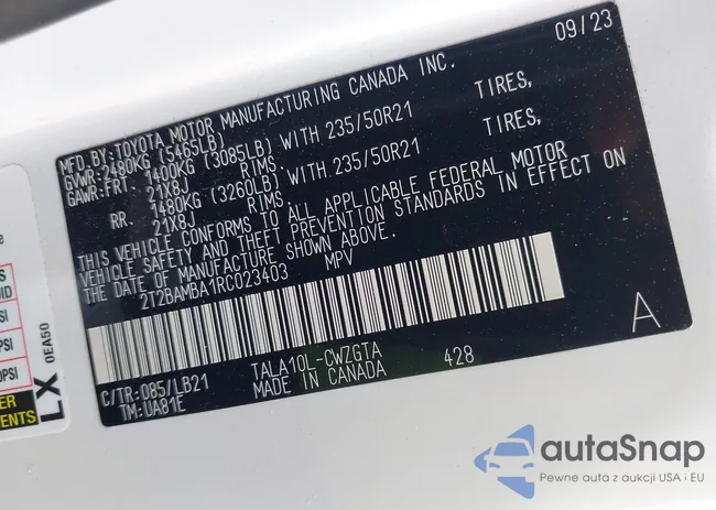 2T2BAMBA1RC023403: 43006319