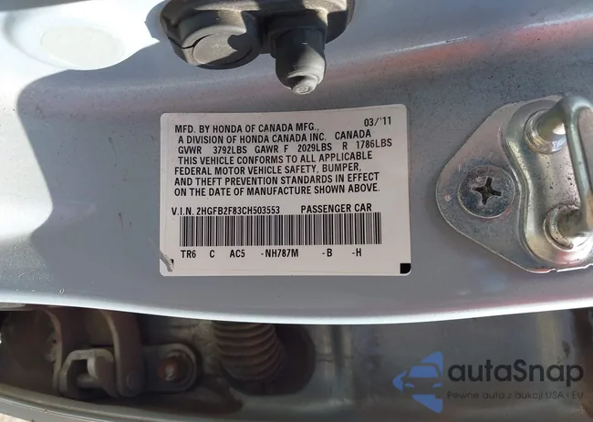 2HGFB2F83CH503553: 43006372