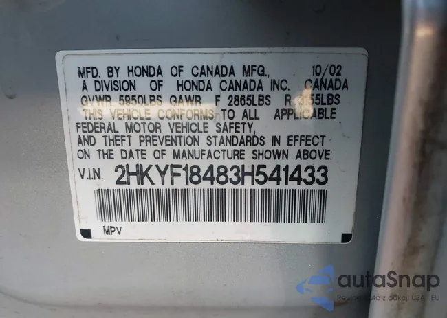 2HKYF18483H541433: 43006442