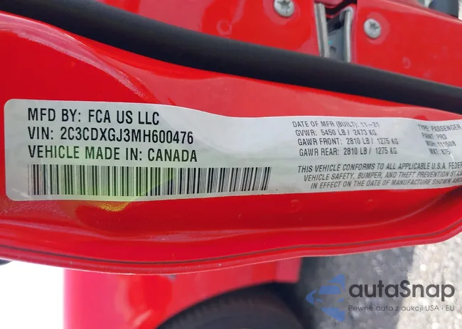 2C3CDXGJ3MH600476: 43006486