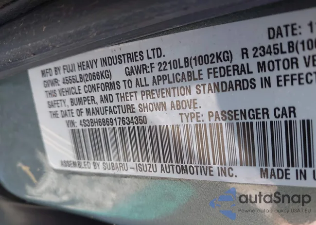 4S3BH686917634350: 43006492