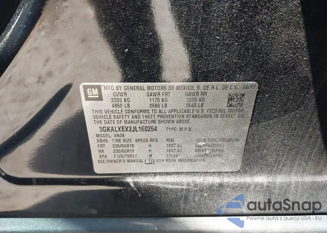 3GKALXEX2JL160254: 43006516