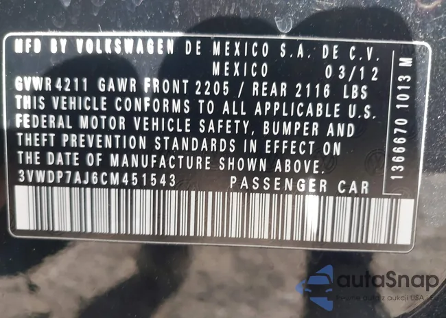 3VWDP7AJ6CM451543: 43006520
