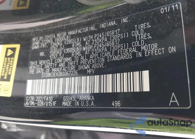 5TDBK3EH3BS067226: 43006529