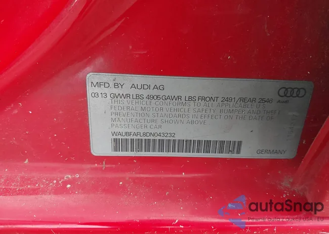 WAUBFAFL8DN043232: 43006568