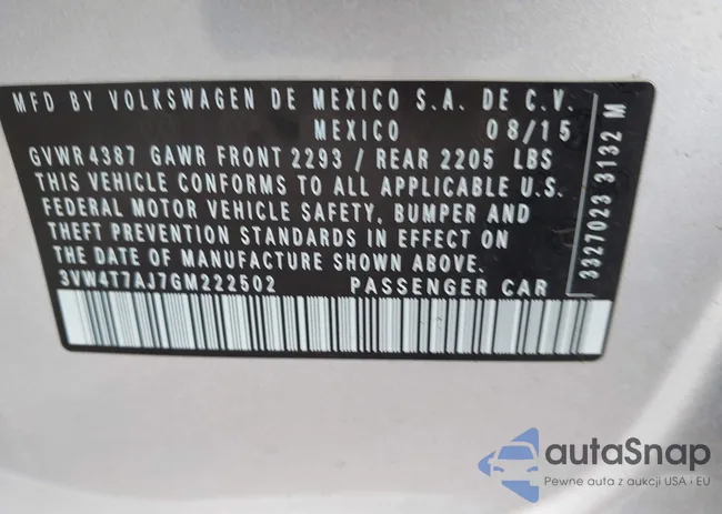 3VW4T7AJ7GM222502: 43006577