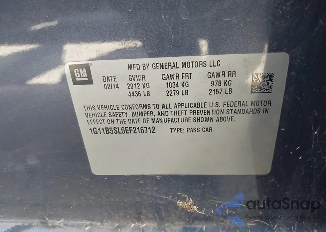 1G11B5SL6EF216712: 43006627