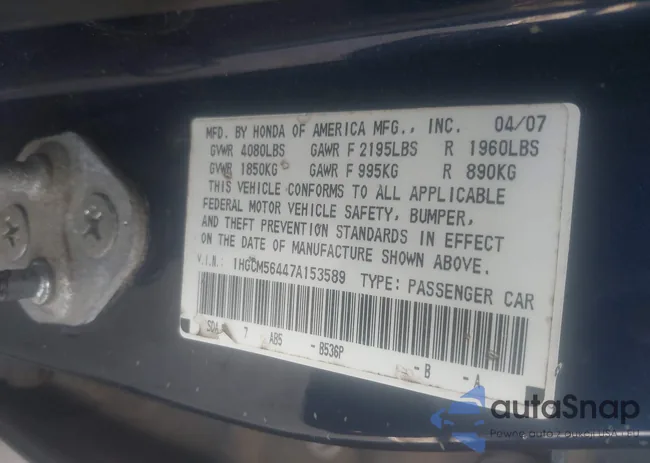 1HGCM56447A153589: 43006633