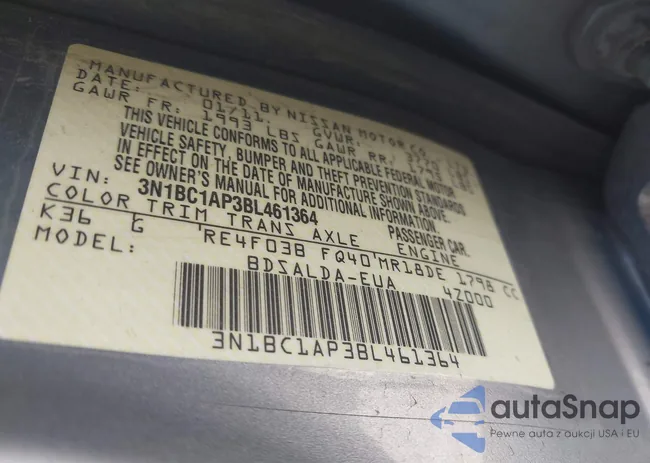 3N1BC1AP3BL461364: 43006646