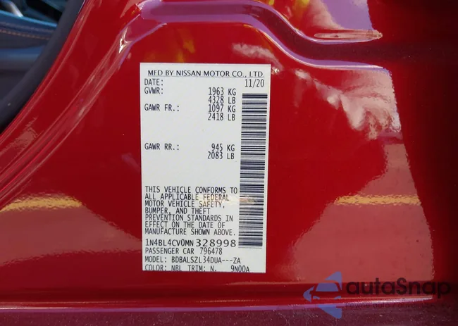 1N4BL4CV0MN328998: 43006653