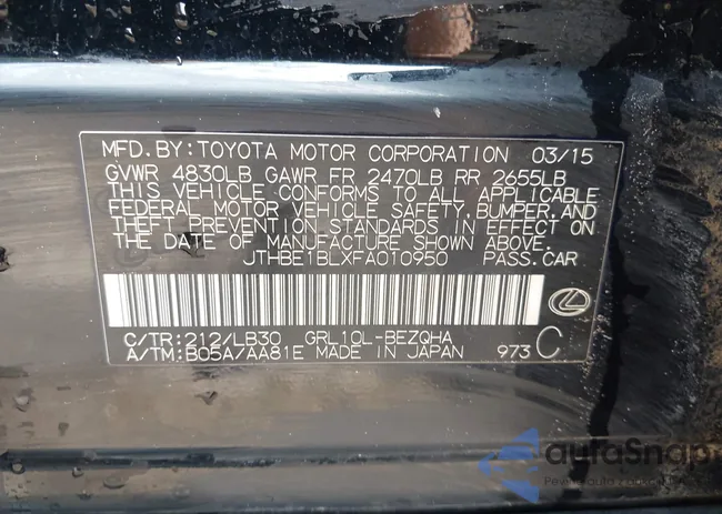 JTHBE1BLXFA010950: 43006713