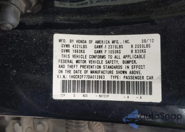 1HGCR2F77DA013963: 43006714