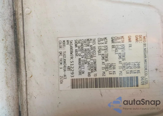 5N1AN08W59C512293: 43006780