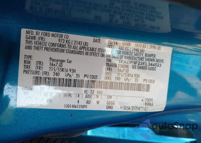 1FADP3F23EL344523: 43006786