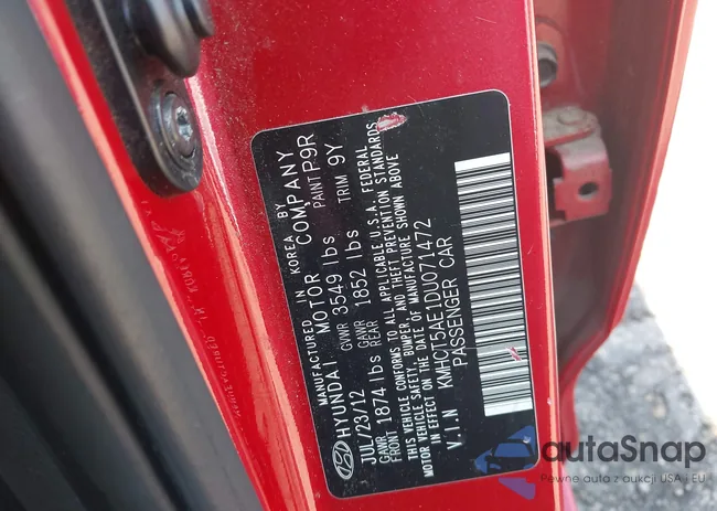 KMHCT5AE1DU071472: 43005893