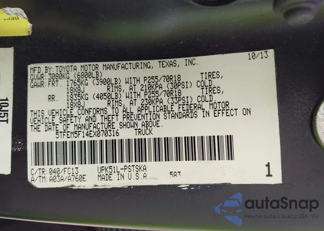 5TFEM5F14EX070316: 43005910