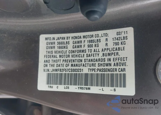 JHMFB2F57CS003231: 43005938