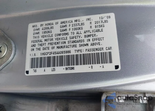 1HGCP2F45AA065986: 43005960