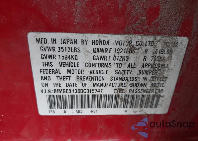 JHMGE8H36DC015747: 43006104