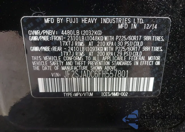 JF2SJADC6FH557801: 43006177