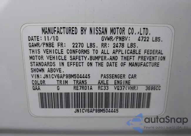 JN1CV6AP9BM504445: 43006273