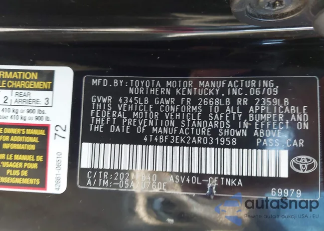 4T4BF3EK2AR031958: 43007314