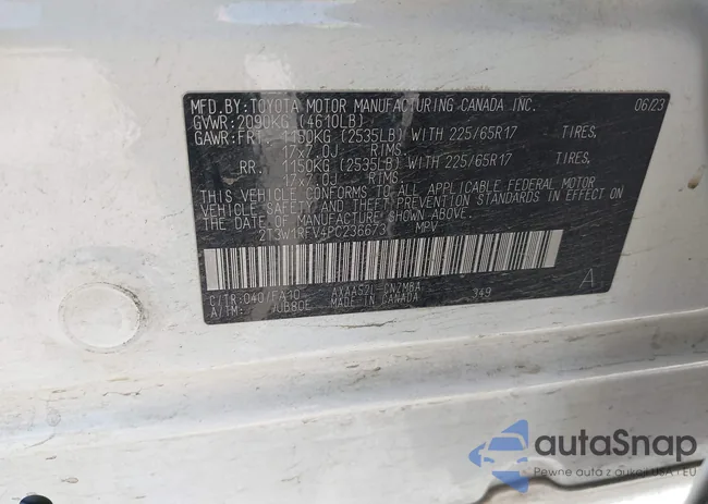 2T3W1RFV4PC236673: 43007350