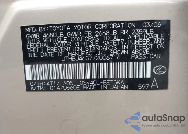 JTHBJ46G772006716: 43007373