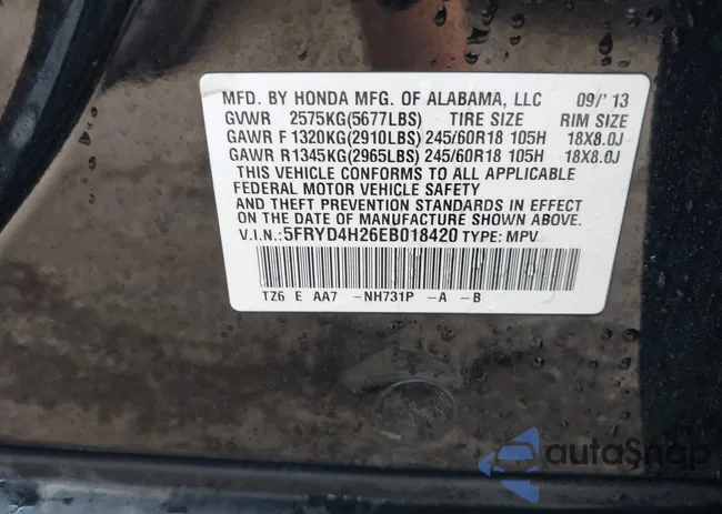 5FRYD4H26EB018420: 43007450