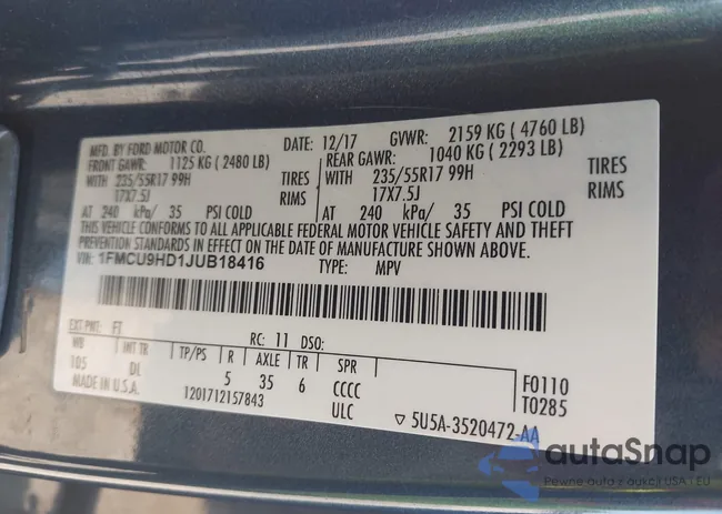 1FMCU9HD1JUB18416: 43007510