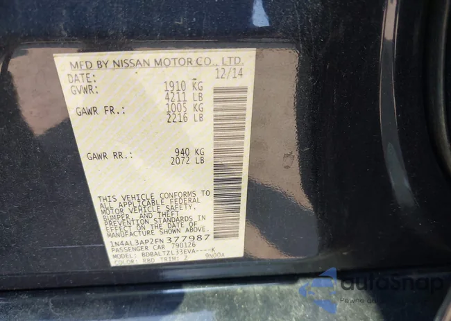 1N4AL3AP2FN377987: 43007538