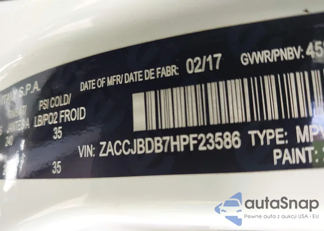 ZACCJBDB7HPF23586: 43007600