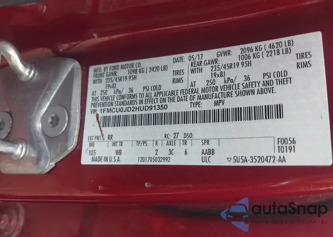 1FMCU0JD2HUD91350: 43007634