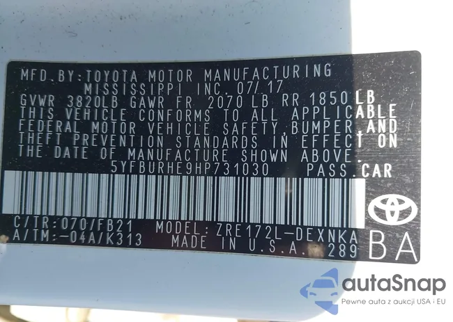 5YFBURHE9HP731030: 43007647