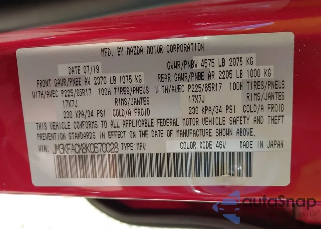 JM3KFACM8K0670028: 43007674