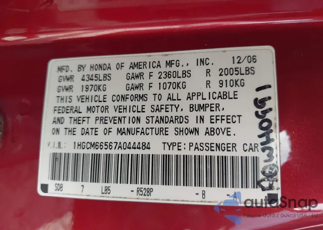 1HGCM66567A044484: 43007727