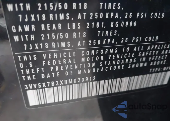 3VVSX7B2XRM020912: 43007740