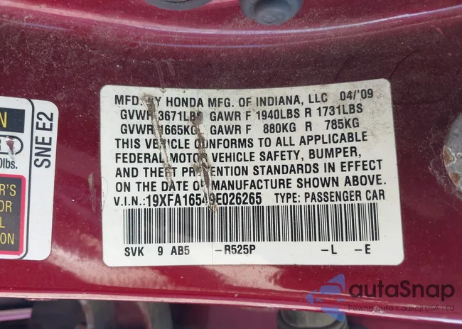 19XFA16549E026265: 43007799