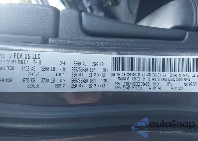 1C4RJFAG6KC854091: 43007843