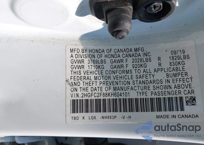 2HGFC2F88KH604101: 43007875