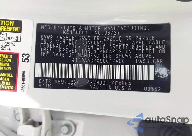 4T1DAACKXSU017400: 43007006